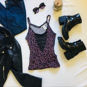 American Rag sexy lace cutout floral top